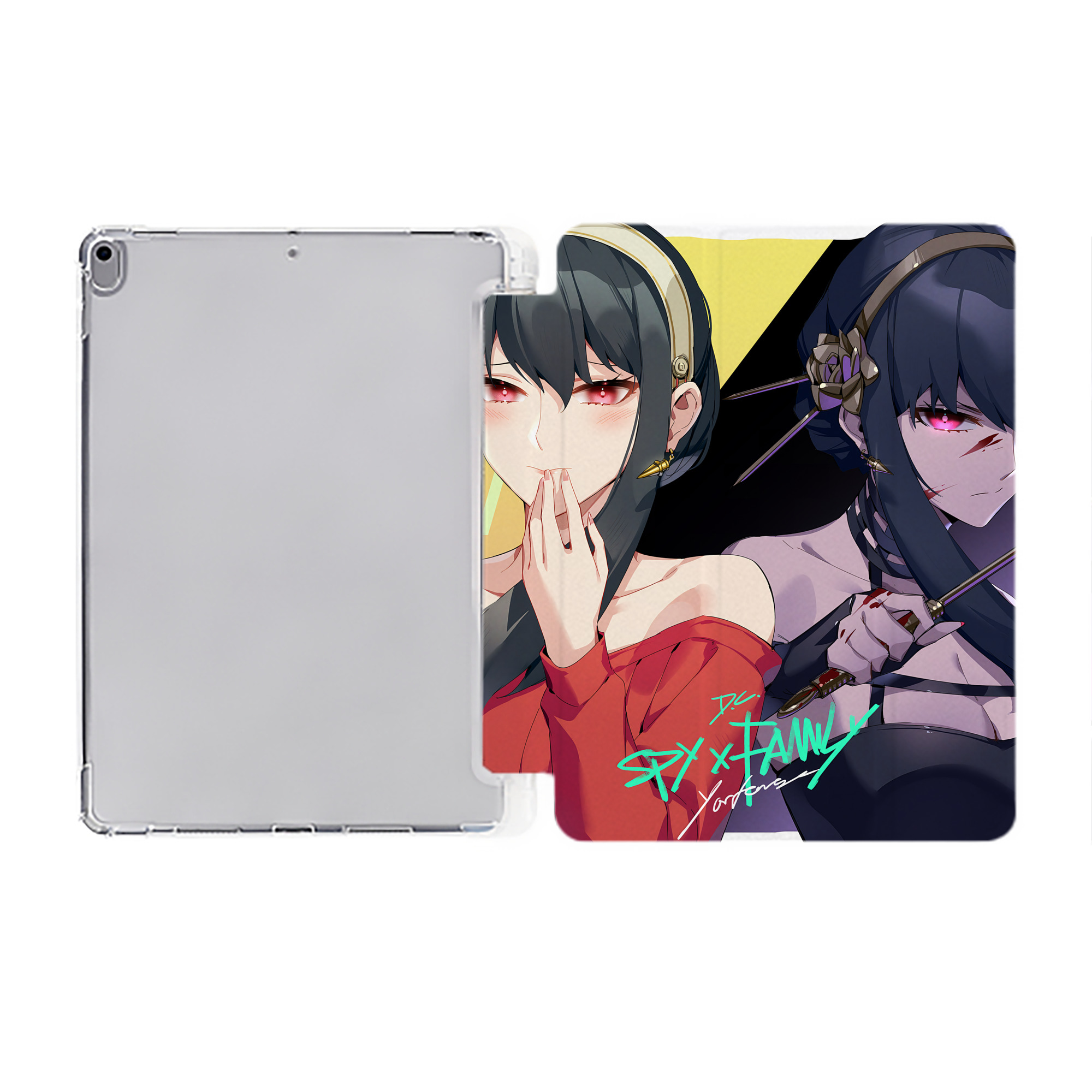 （画像用） SPY×FAMILY间谍家家酒 IPad ケース ペン収納付き 三つ折りスタンド PUレザー×シリコン 対応機種9.5/10.5/10.9インチ